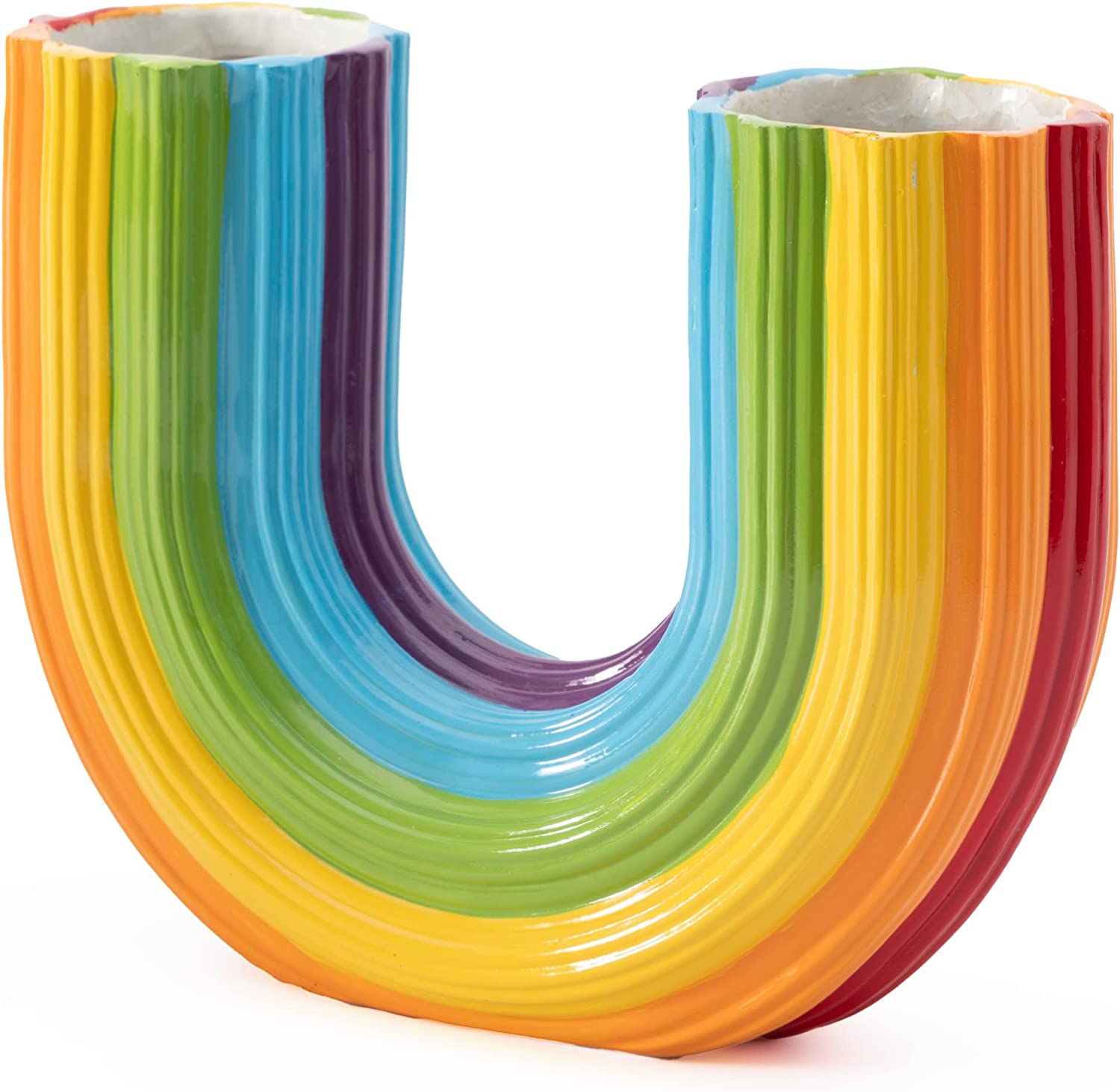 Customized Resin Decorative Tabletop Vase Art Vase U Shape Rainbow Vase