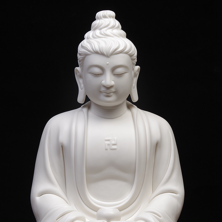 Pure White Ceramic Buddha Statue Sitting Buddha Master Sen Art Sculpture
