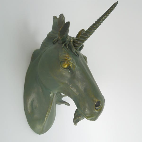 Faux Resin Bronze Effect Unicorn Horse Bust Wall Decor