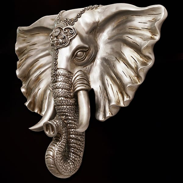 Resin Elephant Head Wall Sculpture Art Piece 