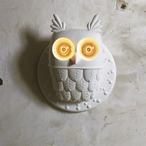 Resin White Owl Design Wall Lamp