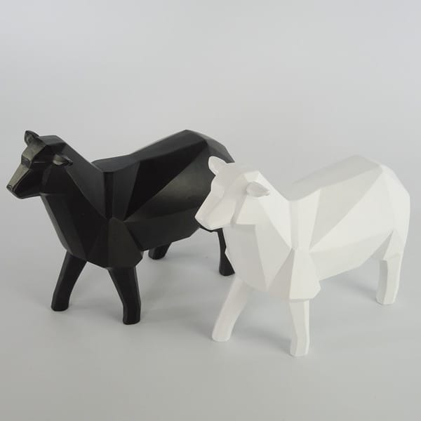 Polygon Interior Decor White Sheep Resin stautes