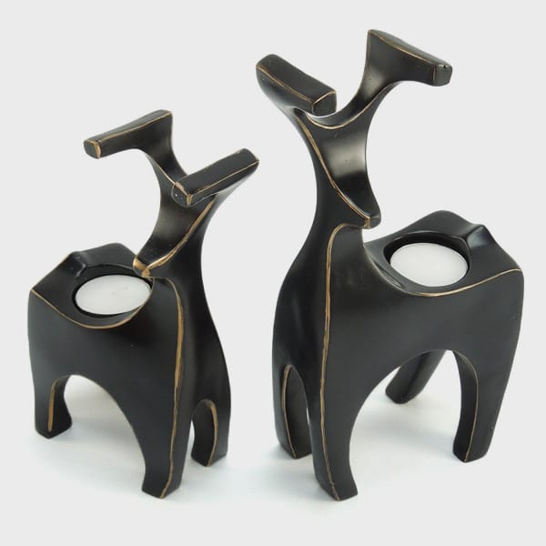 Resin Black Deer Tealight Candle Holders