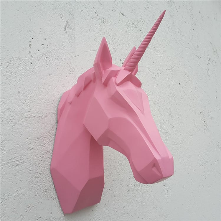 Modern Design Pink Resin Unicorn Head Wall Decor
