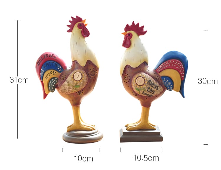 Colorful Rooster Figurine