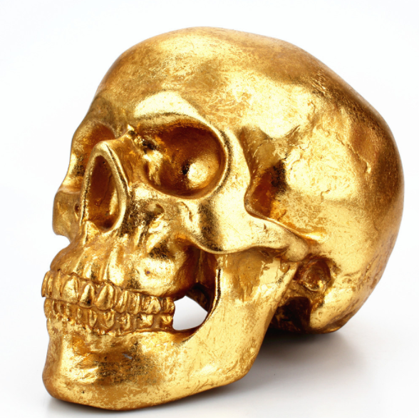 Polyresin Gold Skull Deocr Gold Foil Skull Sculpture