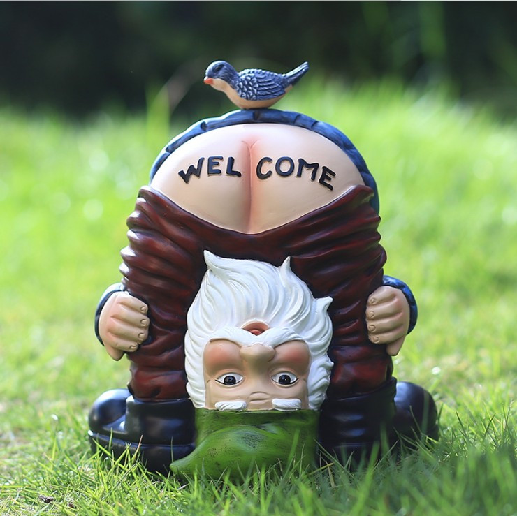 Resin funny butt welcome garden gnome statue 